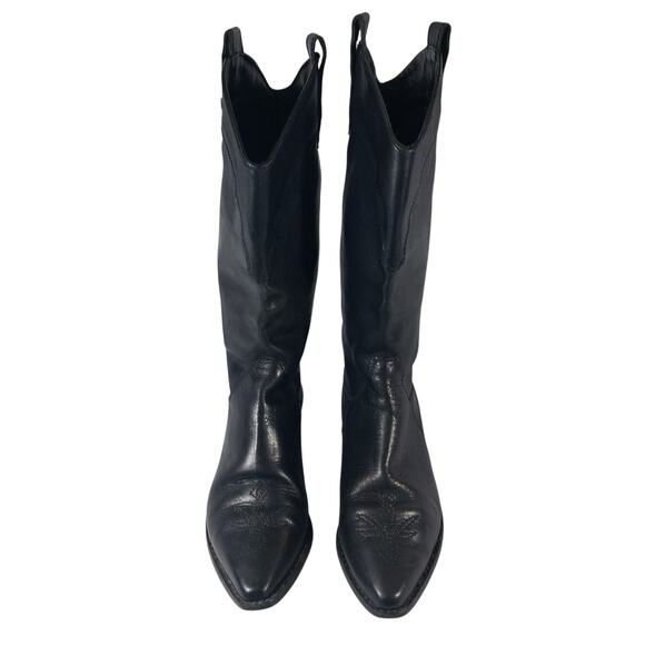 WHITE MOUNTAIN! BLACK GENUINE LEATHER COWBOY, WESTERN LOW HEEL BOOTS! SZ 8B - Picture 4 of 11